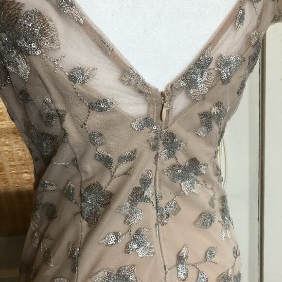 CALVIN KLEIN Embroidered Gown Blush Pink Sz 4 Floor Length Dress Cap Sleeve Prom - Picture 7 of 16